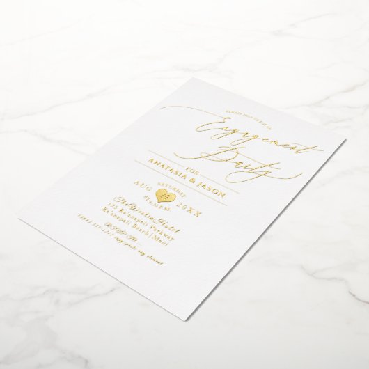 PixDezines Elegant Luxe Verloving Foi Folie Uitnodiging (Gedraaid)