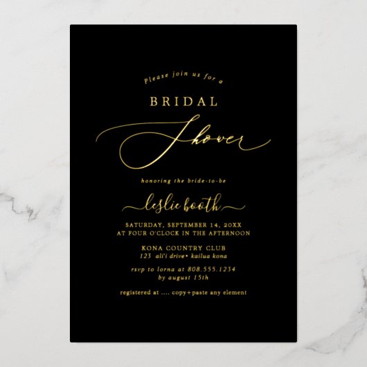 PixDezines Elegant Luxe Vrijgezellenfeest Folie Uitnodiging (Voorkant)