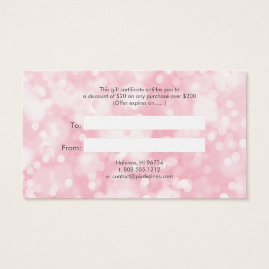 PixDezines Elegant roze Bokeh Cards Visitekaartje (Achterkant)