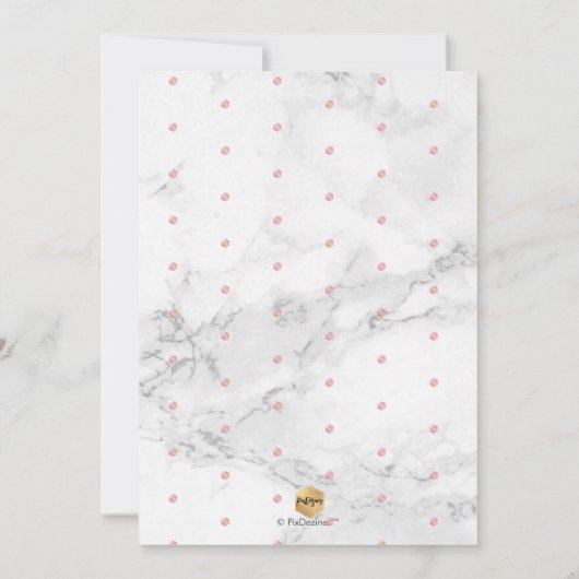 PixDezines Elegant Script, Marble+Faux Roos Gold Kaart (Achterkant)