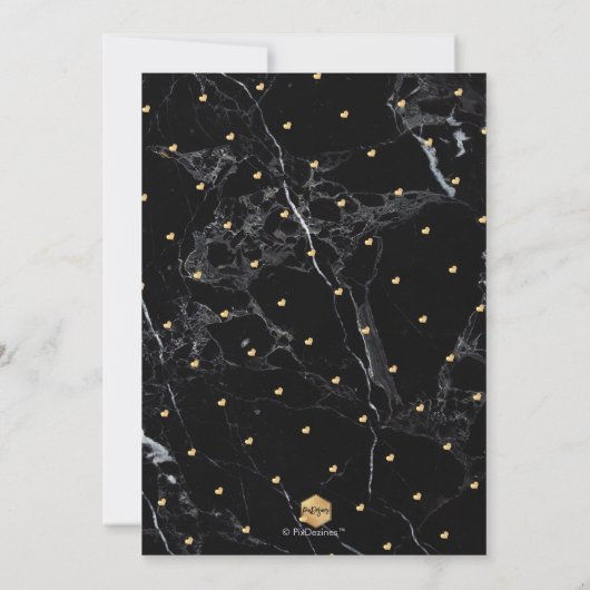 PixDezines Elegant Script, Zwart Marmer + Faux Gol Kaart (Achterkant)