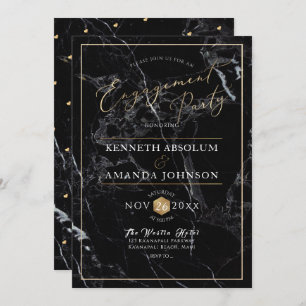 PixDezines Elegant Script, zwart marmer+Faux Gold Kaart