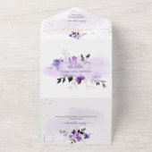 PixDezines Elegant Violet Paarse Sweetpeas All In One Uitnodiging (Buitenkant)