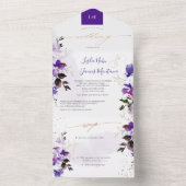 PixDezines Elegant Violet Paarse Sweetpeas All In One Uitnodiging (Binnen)