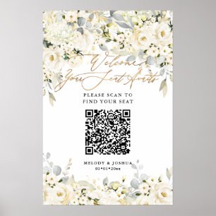 PixDezines Elegante Alabaster As Esdoorn Bloem QR Poster