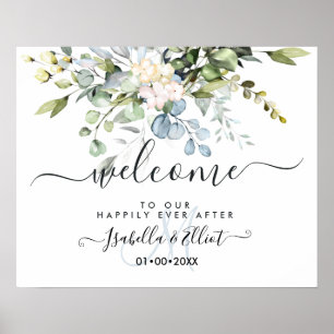 PixDezines Elegante Blauwe Gum Eucalyptus Welkom Poster