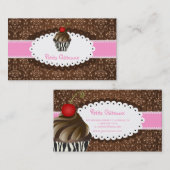 PixDezines elegante chocolade wervelt cupcake Visitekaartje (Voorkant / Achterkant)