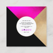 PixDezines Elegante Faux Gold Hot + Flashy Roze Sq Vierkante Visitekaartje (Achterkant)