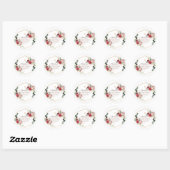 PixDezines Elegante H2 Bloemen Rood en Blush    Ronde Sticker (Vel)