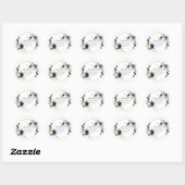 PixDezines Elegante H2 Blush Navy Bloemen Bedankt Ronde Sticker (Vel)