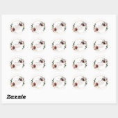 PixDezines Elegante H2 Burgundy Blush Navy Bloemen Ronde Sticker (Vel)