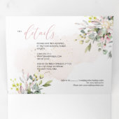 PixDezines Elegante Roze Eucalyptus Drieluik Uitnodiging (Binnenzijde eerst)