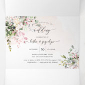 PixDezines Elegante Roze Eucalyptus Drieluik Uitnodiging (Binnenkant midden)