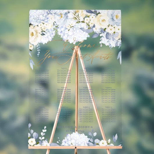 PixDezines Elegante Stoffige Blauwe Hyde Zitkaart Acryl Bord (Neutraal)