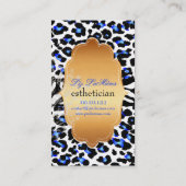 PixDezines elektrische blauwe cheetah+zebra Visitekaartje (Achterkant)