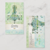 PixDezines emerald green+blue topaz chandelier Visitekaartje (Voorkant / Achterkant)