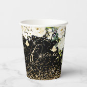 PixDezines Emerald Green Quinceanera Dress Paper  Papieren Bekers (Achterkant)