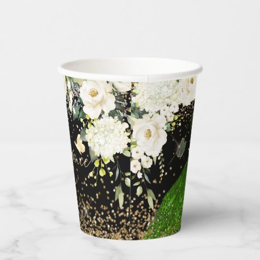 PixDezines Emerald Green Quinceanera Dress Paper  Papieren Bekers (Rechts)