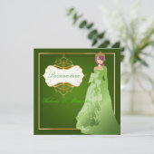 PixDezines Emerald Tiara/Gwn Quinceañera Kaart (Staand voorkant)