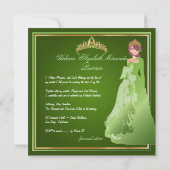 PixDezines Emerald Tiara/Gwn Quinceañera Kaart (Achterkant)