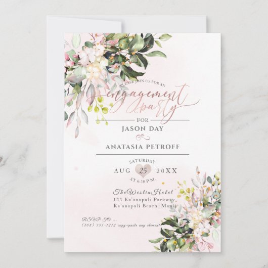 PixDezines Engagement Party Blush Gum Eucalyptus Kaart (Voorkant)