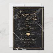 PixDezines Engagement Party Marble/Faux Gold Kaart (Voorkant)
