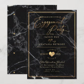 PixDezines Engagement Party Marble/Faux Gold Kaart (Voorkant / Achterkant)
