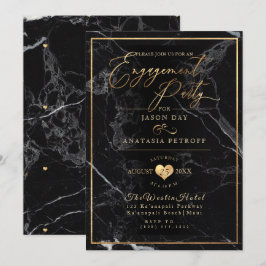 PixDezines Engagement Party Marble/Faux Gold Kaart