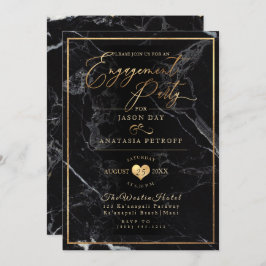 PixDezines Engagement Party Marble/Faux Gold Kaart