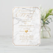 PixDezines Engagement Party Marble/Faux Gold Kaart (Staand voorkant)