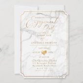 PixDezines Engagement Party Marble/Faux Gold Kaart (Voorkant)