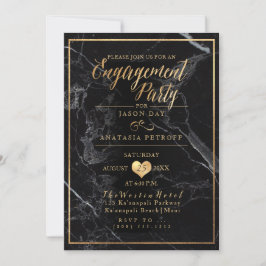 PixDezines Engagement Party Marble/Faux Gold Kaart