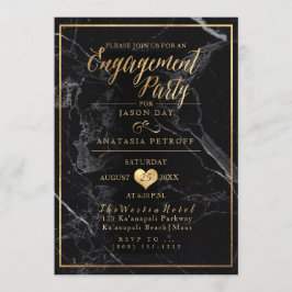 PixDezines Engagement Party Marble/Faux Gold Kaart