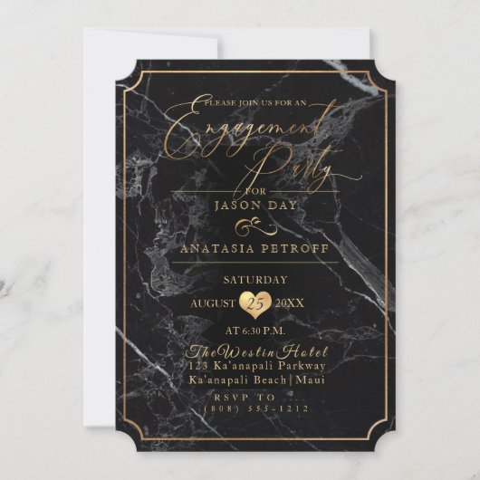 PixDezines Engagement Party Marble/Faux Gold Kaart (Voorkant)