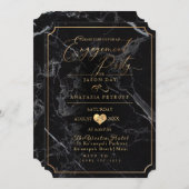 PixDezines Engagement Party Marble/Faux Gold Kaart (Voorkant / Achterkant)