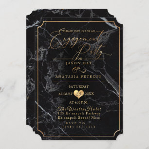 PixDezines Engagement Party Marble/Faux Gold Kaart