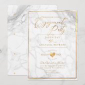 PixDezines Engagement Party Marble/Faux Gold Kaart (Voorkant / Achterkant)