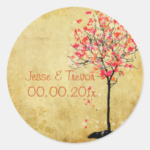 PixDezines  esdoorn/roze Ronde Sticker