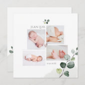 PixDezines Eucalyptus Simple Birth Notice Kaart (Voorkant / Achterkant)