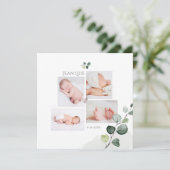 PixDezines Eucalyptus Simple Birth Notice Kaart (Staand voorkant)