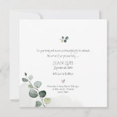 PixDezines Eucalyptus Simple Birth Notice Kaart (Achterkant)