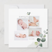 PixDezines Eucalyptus Simple Birth Notice Kaart (Voorkant)