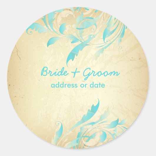 PixDezines fancy quills/aqua blauw Ronde Sticker (Voorkant)