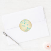 PixDezines fancy quills/aqua blauw Ronde Sticker (Envelop)