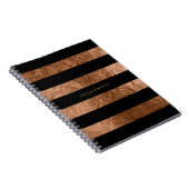 PixDezines faux bladkoper/zwarte strepen Notitieboek (Rechterzijde)