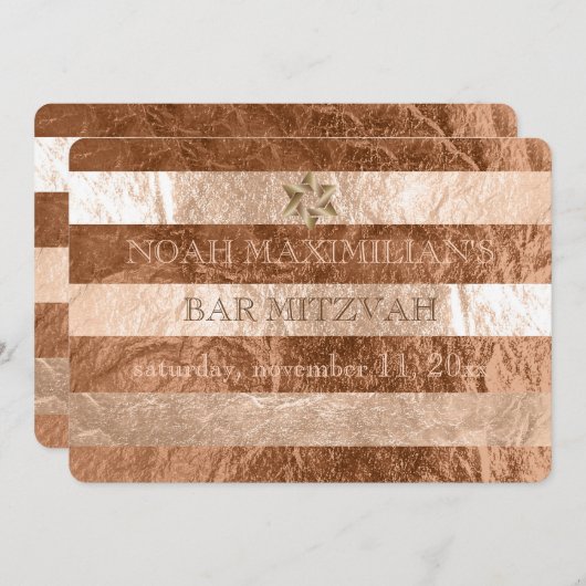 PixDezines faux foil/Silver Strees bar mitzvah Kaart (Voorkant / Achterkant)