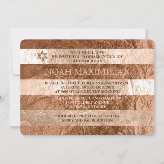 PixDezines faux foil/Silver Strees bar mitzvah Kaart (Achterkant)