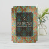 PixDezines faux foil/tunis damask bar mitzvah Kaart (Staand voorkant)
