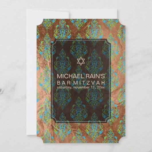 PixDezines faux foil/tunis damask bar mitzvah Kaart (Voorkant)