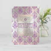 PixDezines faux foil/tunis damask bar mitzvah Kaart (Staand voorkant)